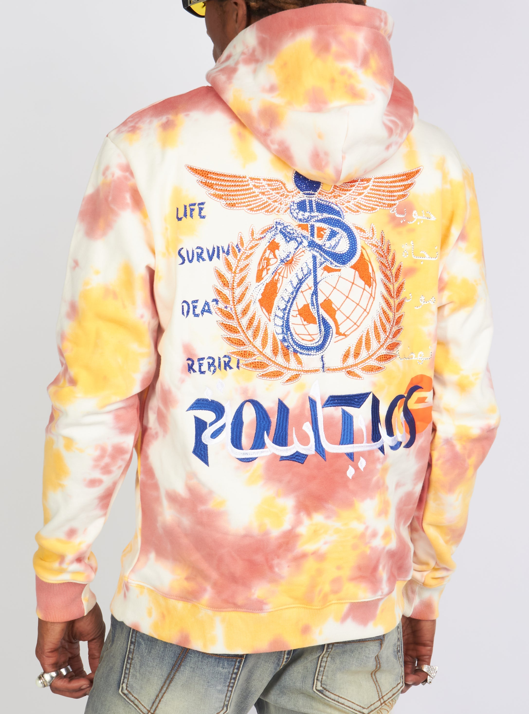 Politics Hoodie - Mikan Tie Dye Zip Up -  Yellow And Multi - MIKAN352