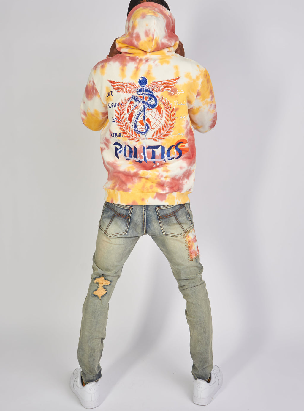 Politics Hoodie - Mikan Tie Dye Zip Up -  Yellow And Multi - MIKAN352