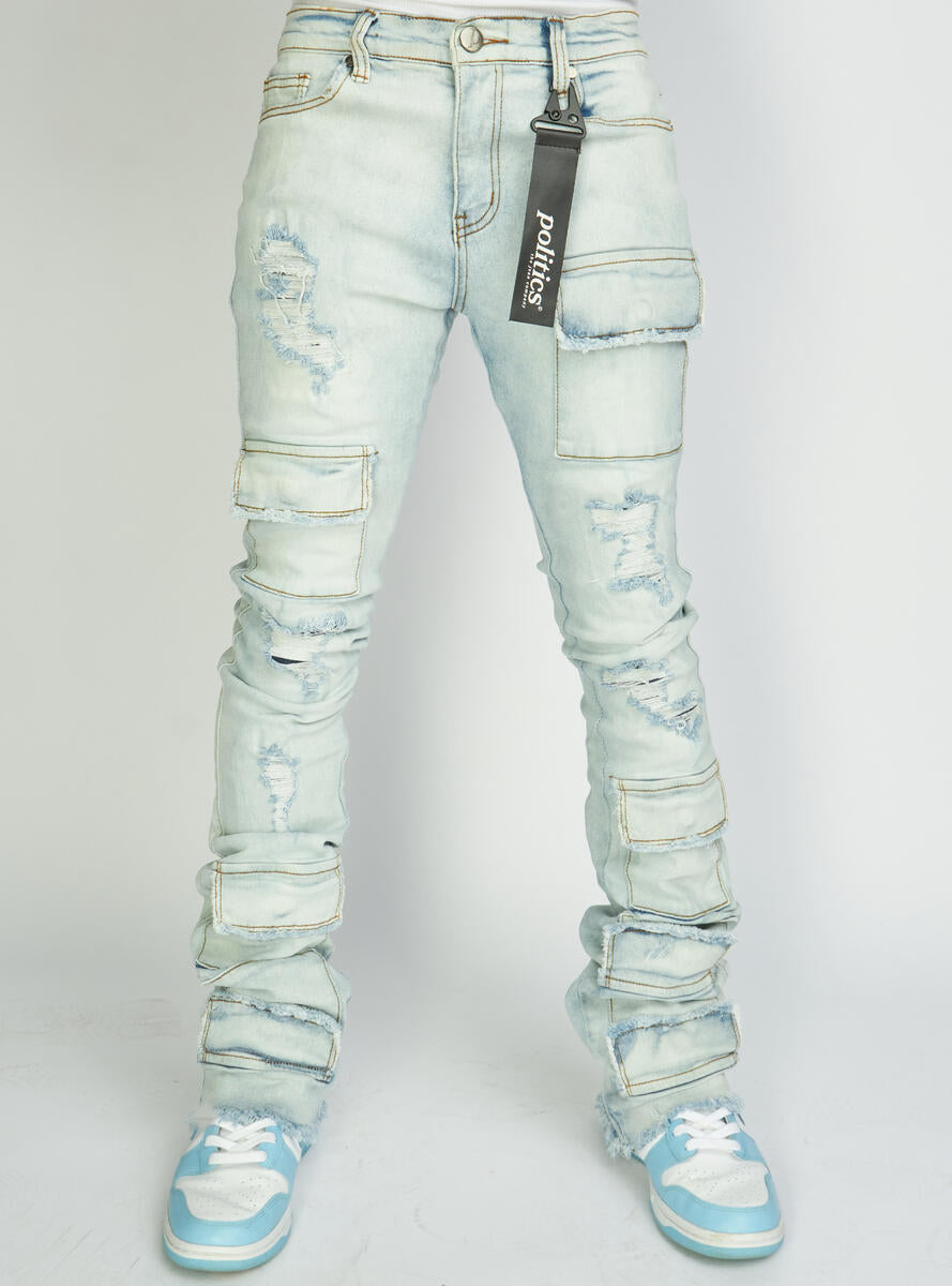 Politics Jeans - Super Stacked Cargo - Light Blue - Marcel513