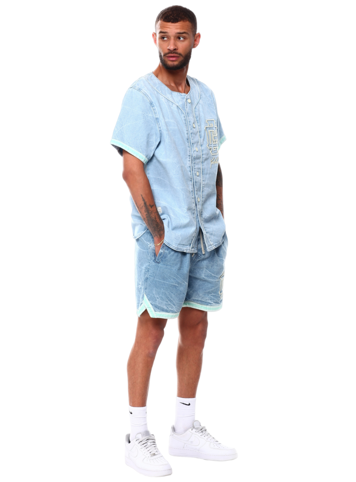 Original Fables Short Set -  OG Crinkle - Washed Denim - Blue - JY455