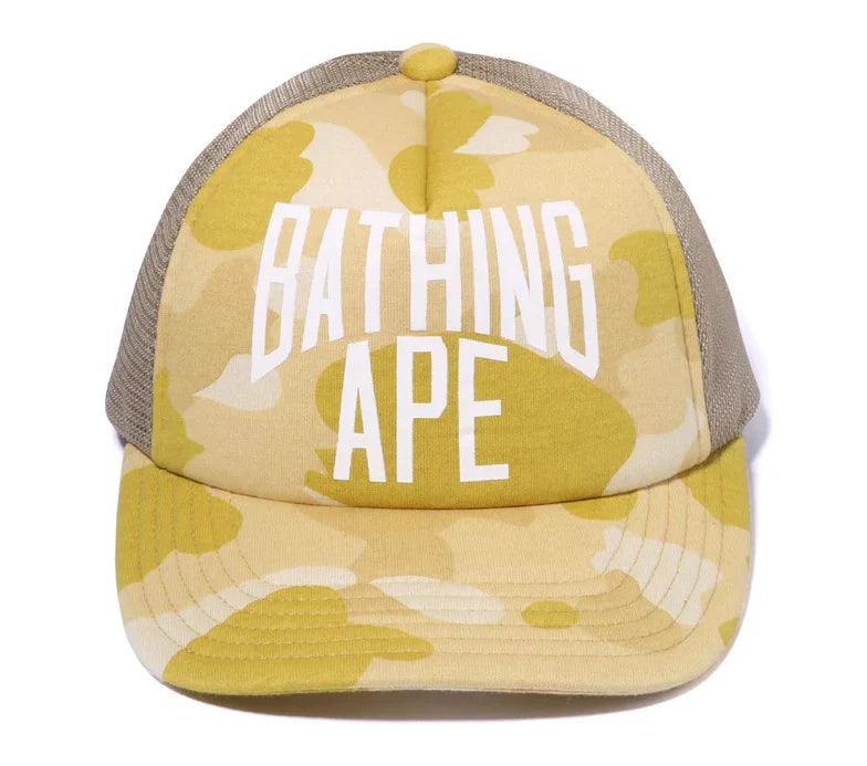 A Bathing Ape Hat - NYC Logo Mesh Cap - Yellow Camo - 1K30-180-005