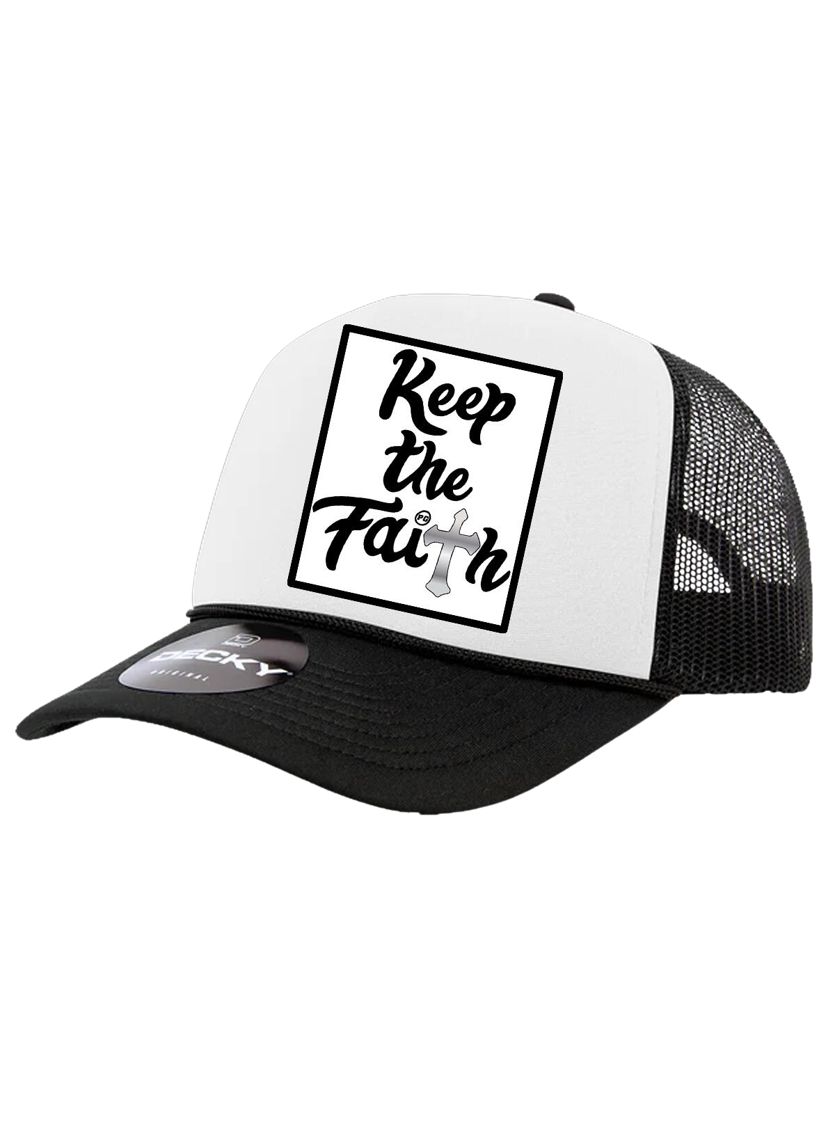 Pg Apparel Hat - Keep The Faith Trucker - White\Black - KTF200