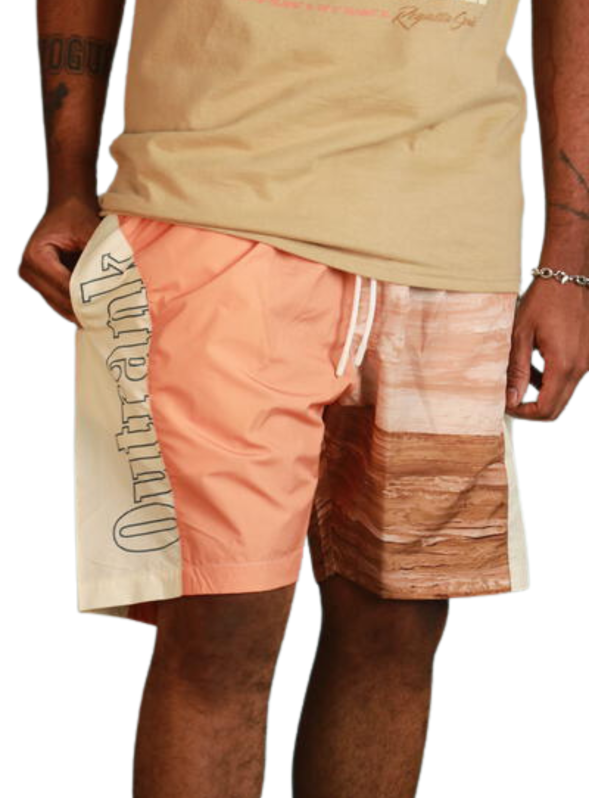 Outrank Shorts - Regatta 7" Paneled Nylon - Orange - ORS090