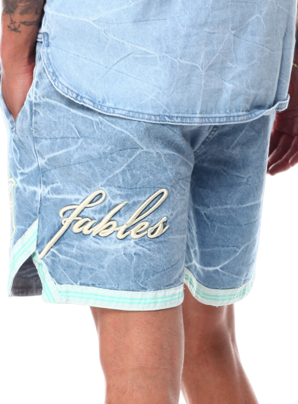 Original Fables Short Set -  OG Crinkle - Washed Denim - Blue - JY455