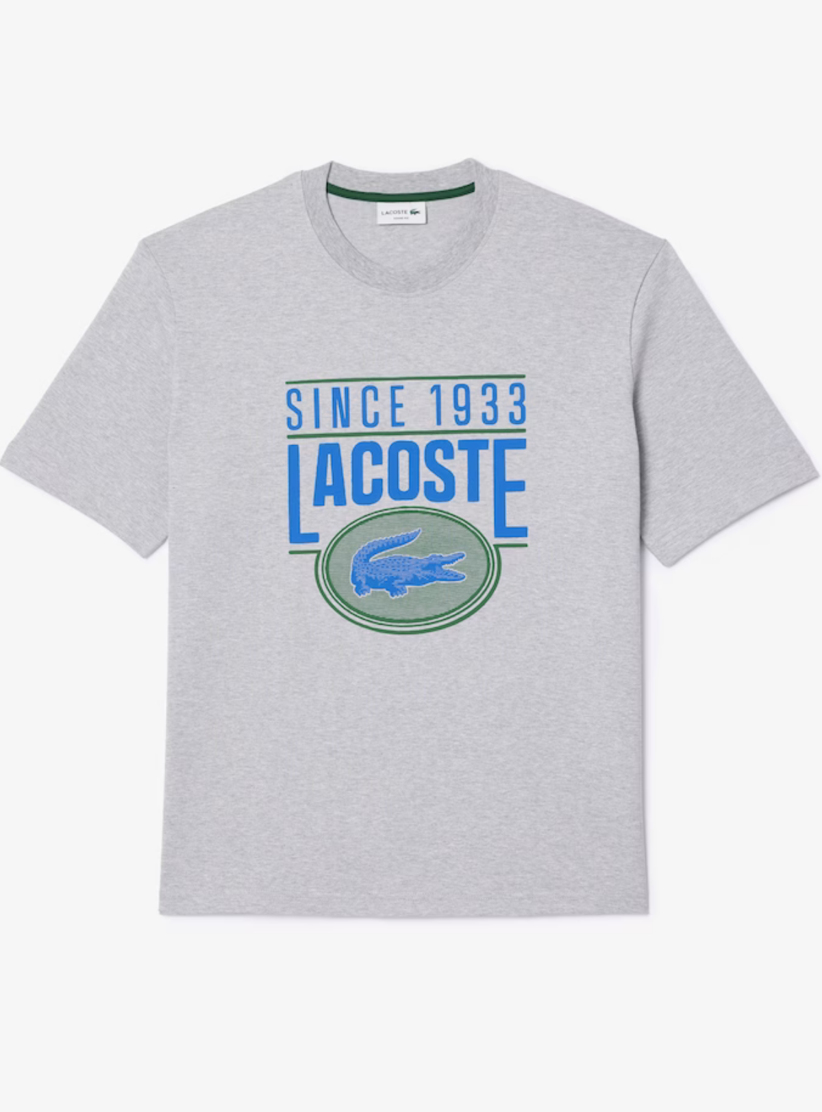 Lacoste T-Shirt - Men's Loose Fit Cotton Jersey Print - Grey Chine CCA - TH7315
