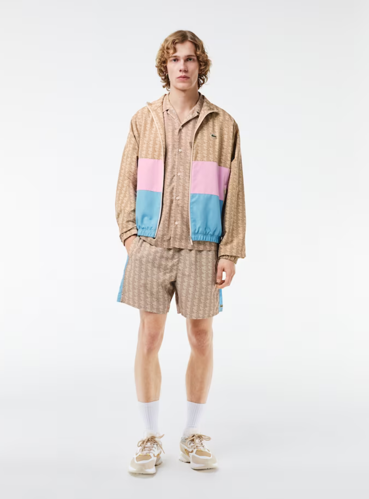 Lacoste Short Set - Men's Short Set Sleeved Monogram Print - Brown IRP - CH8792