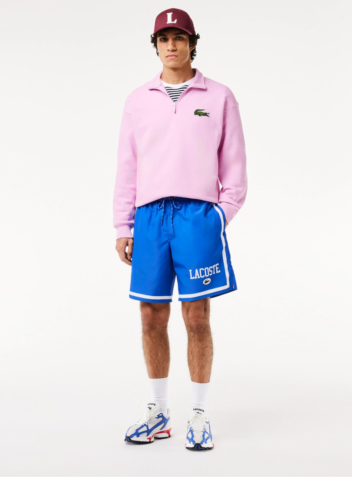 Lacoste Shorts -  Men's Heritage Print Cotton - Blue\White ITV - MH7239