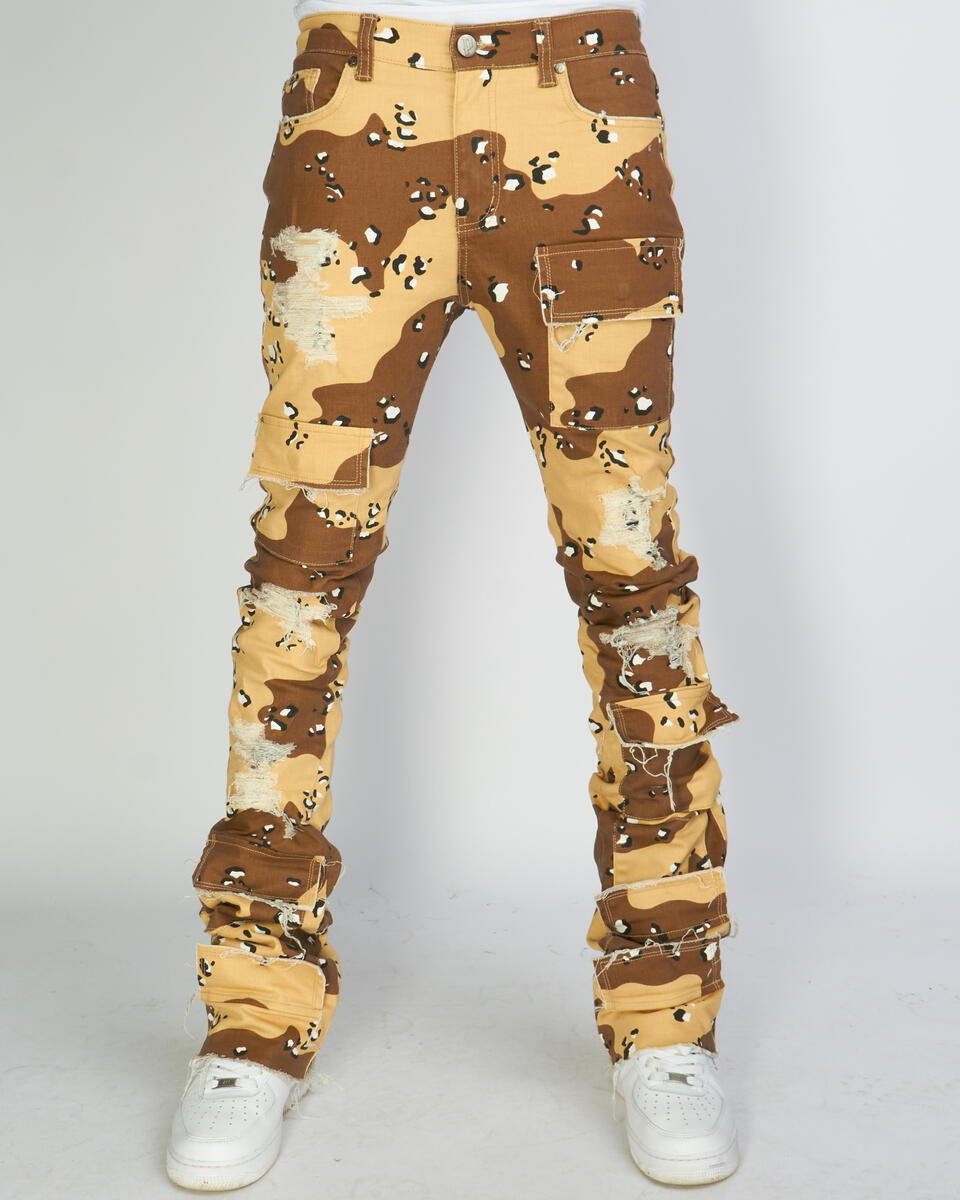 Politics Jeans - Super Stacked Cargo - Chocolate Chip Camo - Marcel517