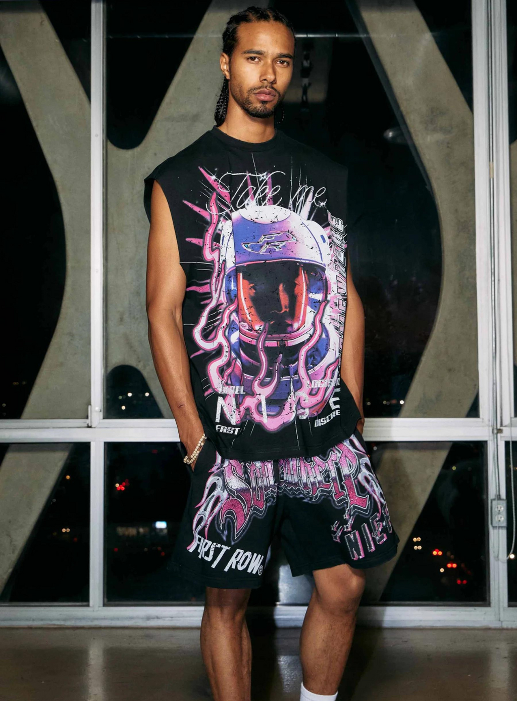 First Row Short Set - Take Me Somewhere Nice - Black