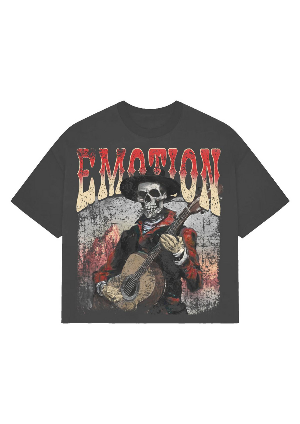 Mixed Emotion T-Shirt - Skeleton Guitar - Grey