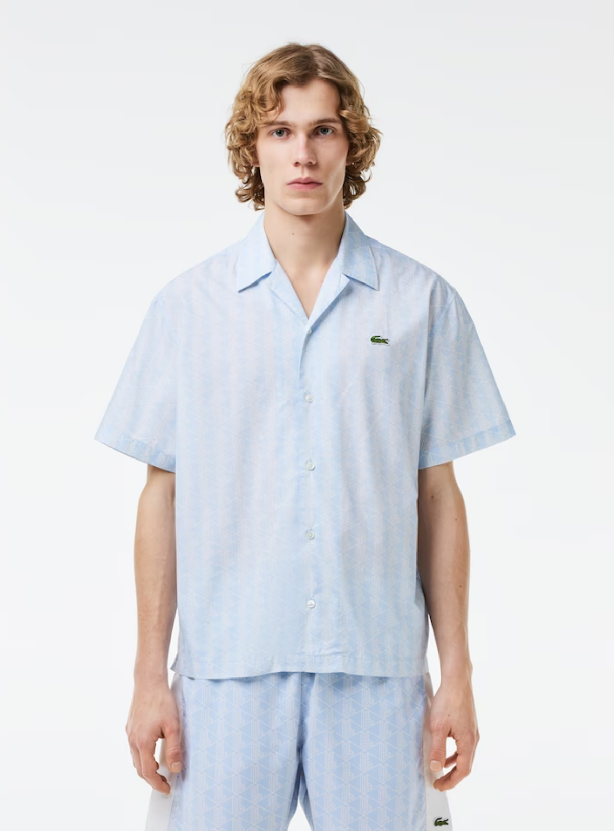 Lacoste Short Set - Men's Short Set Sleeved Monogram Print - Light Blue WB5 - CH8792