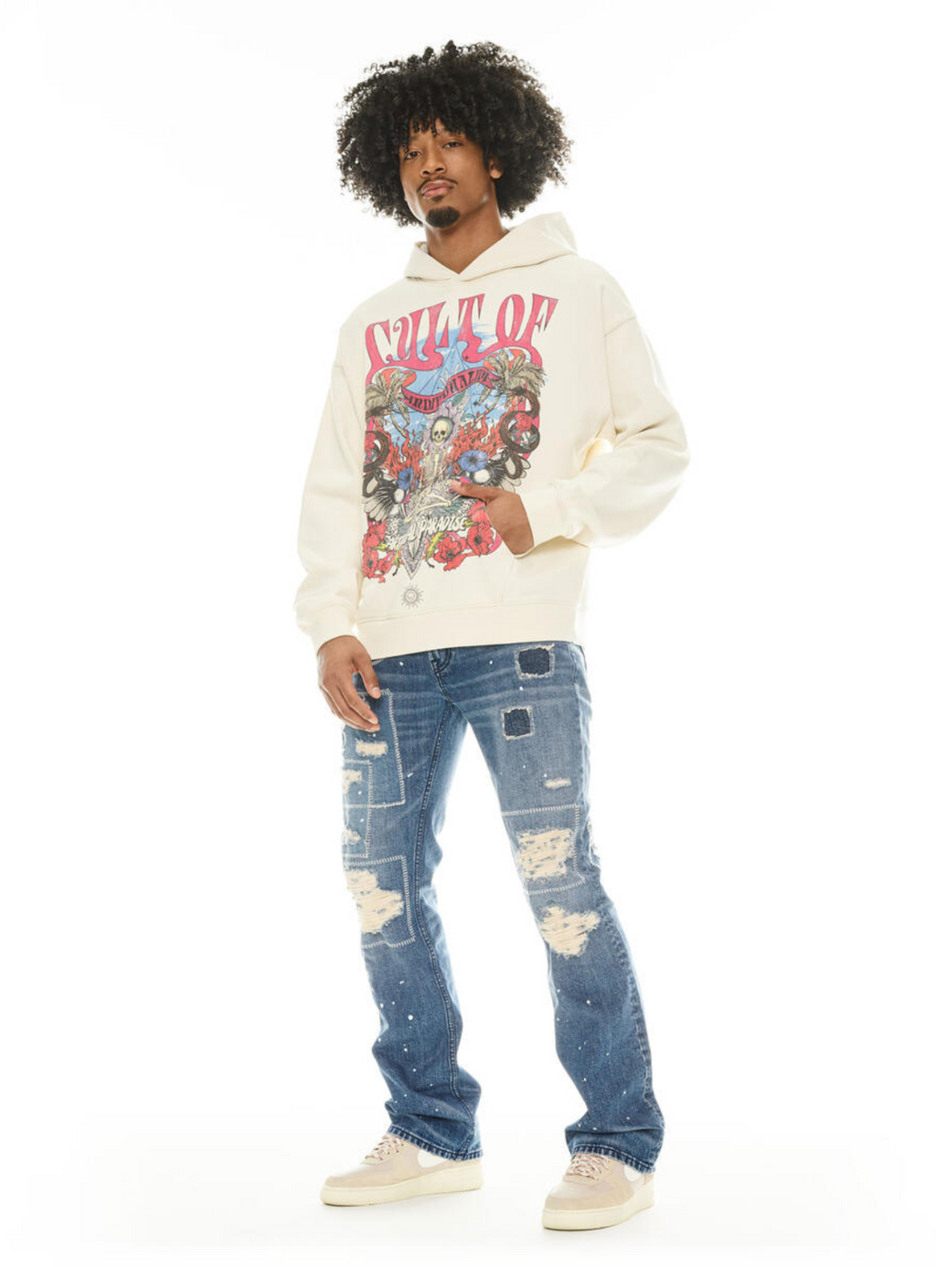 Cult Of Individuality Hoodie - Pullover Sweatshirt - Winter Cream - 624B9-PH13K