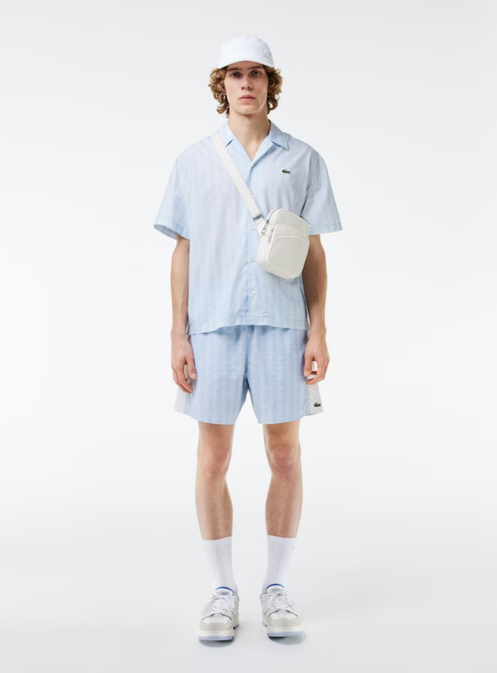 Lacoste Short Set - Men's Short Set Sleeved Monogram Print - Light Blue WB5 - CH8792