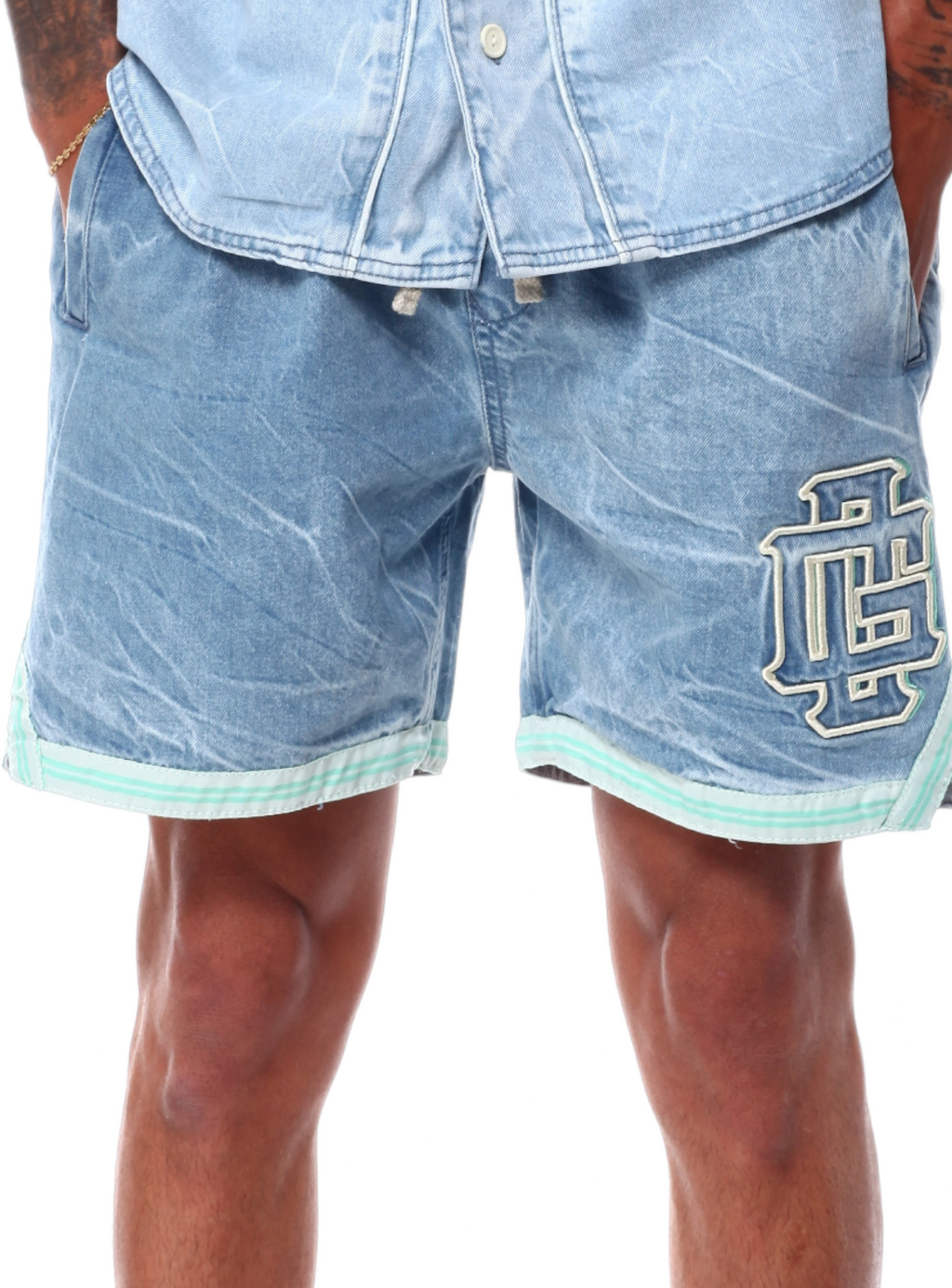 Original Fables Short Set -  OG Crinkle - Washed Denim - Blue - JY455