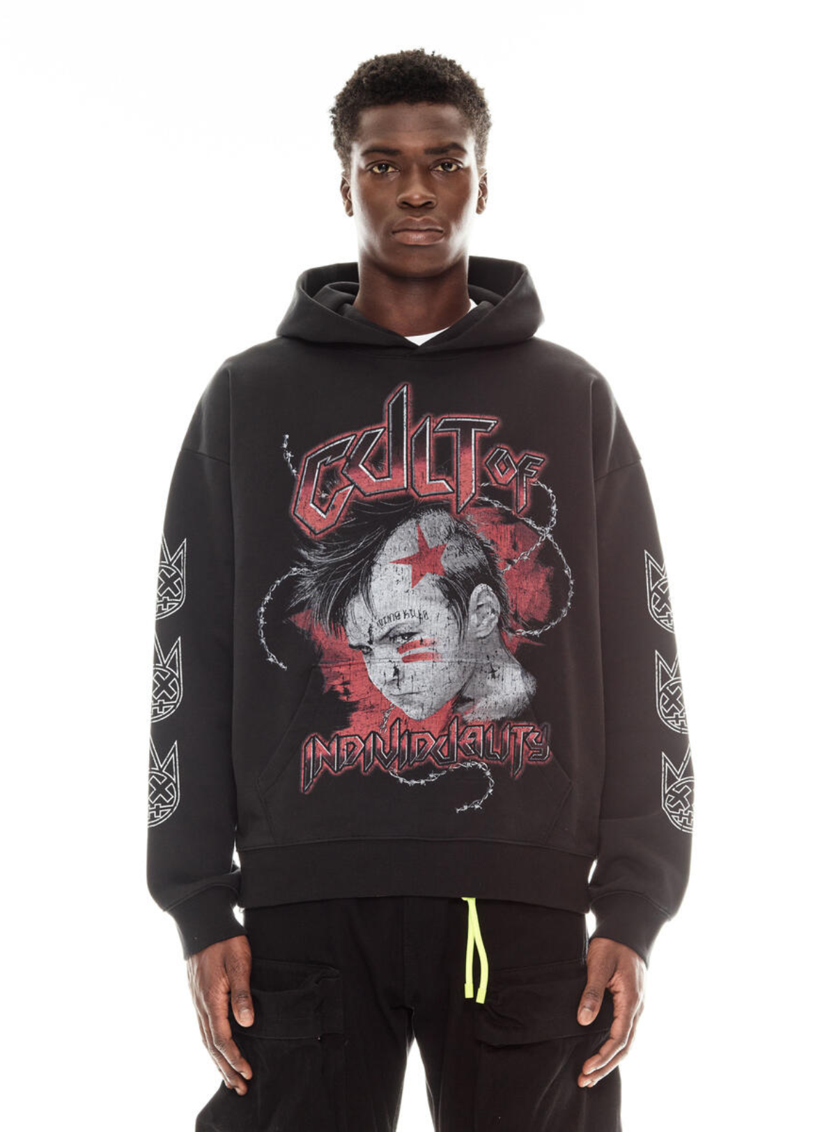 Cult Of Individuality Hoodie - Pullover Sweatshirt - Black - 624B9-PH13I