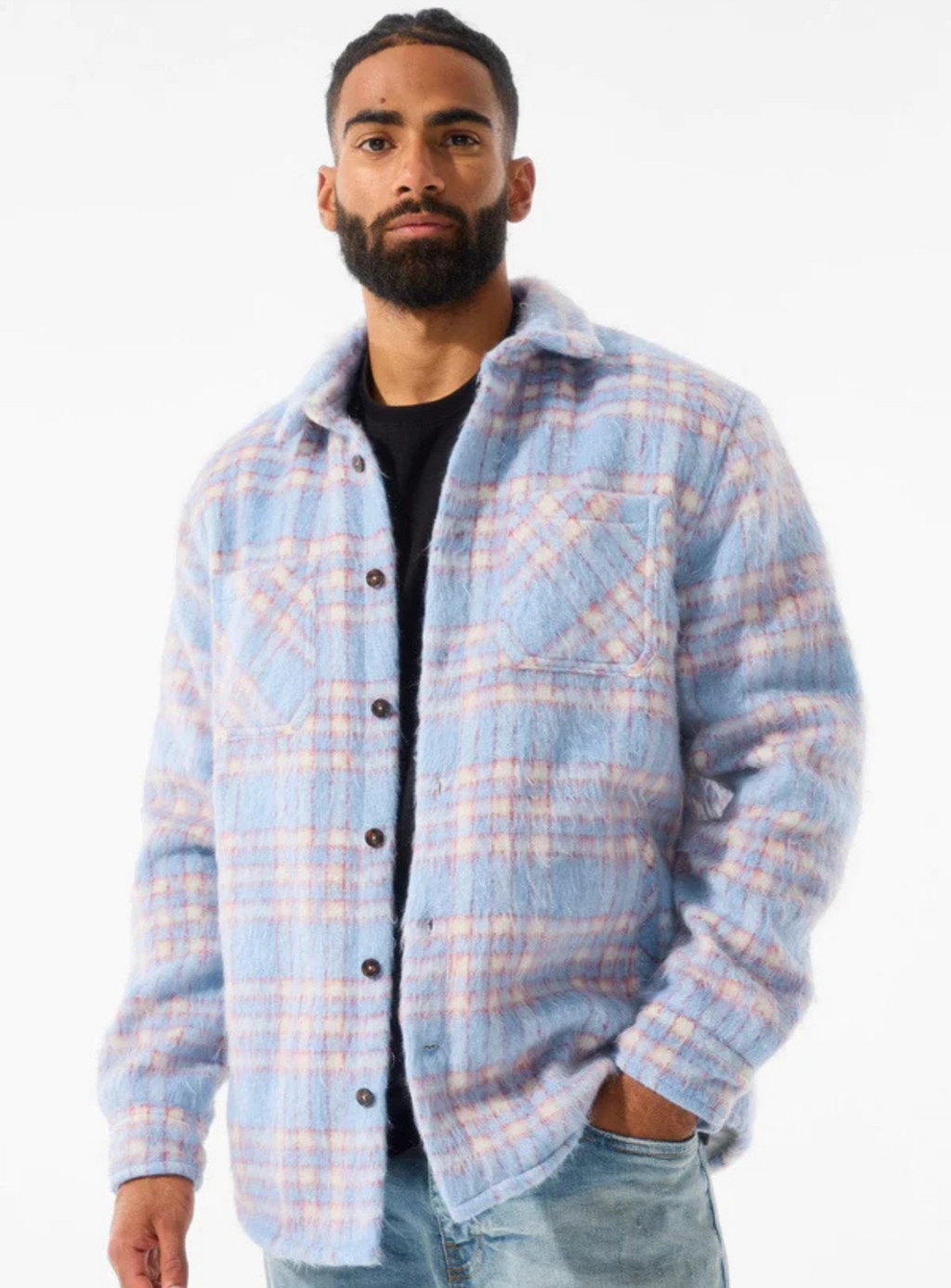 Jordan Craig Jacket - See You In Paradise Flannel Shacket - Sky Blue - 2561