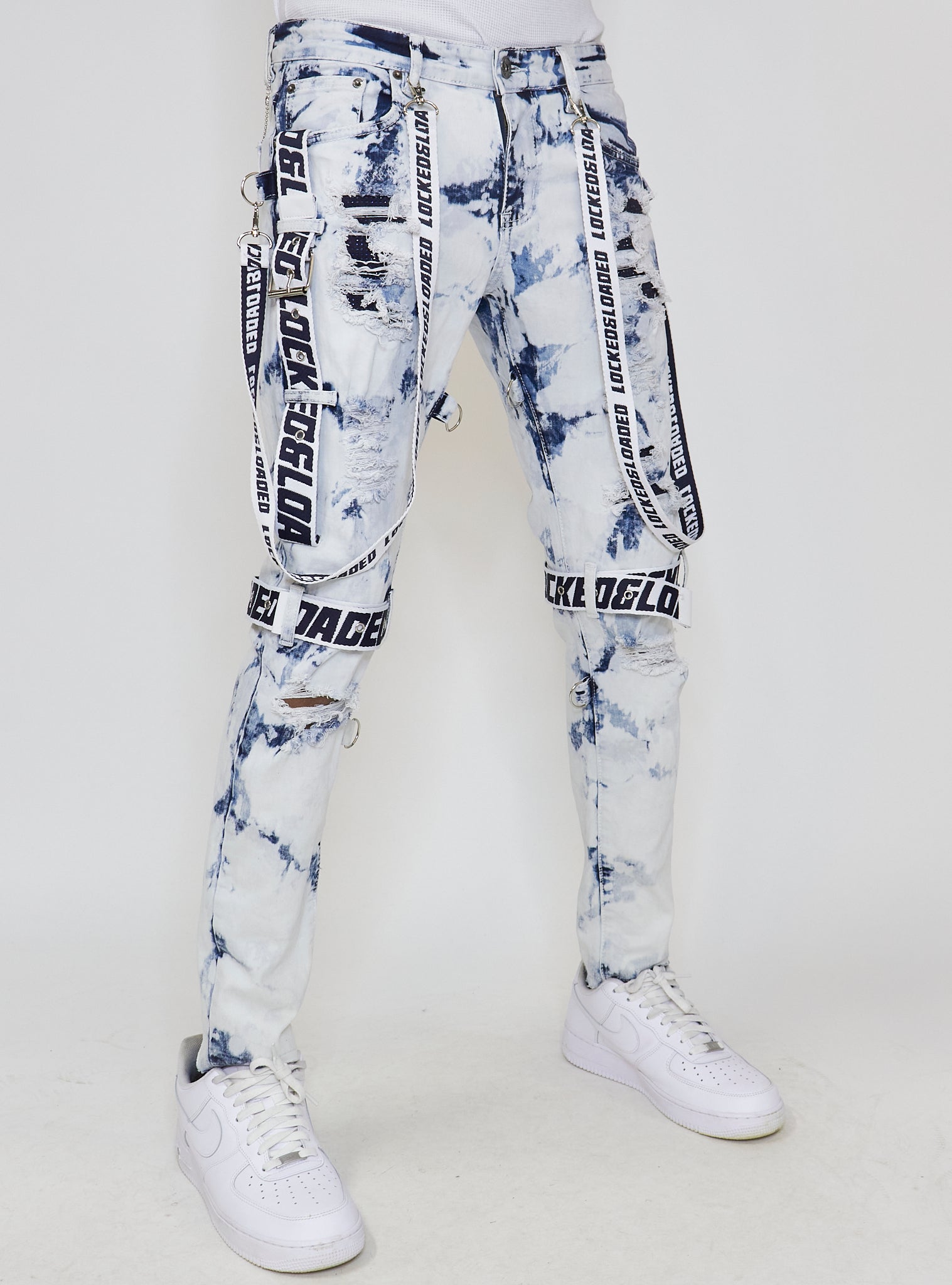 LNL Jeans - Straps - Acid Wash And Navy - LLCDP0925565