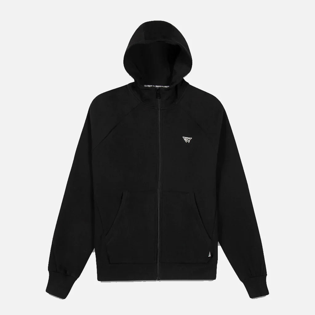 Paper Plane Hoodie - Fleece Zip - Black - 300084