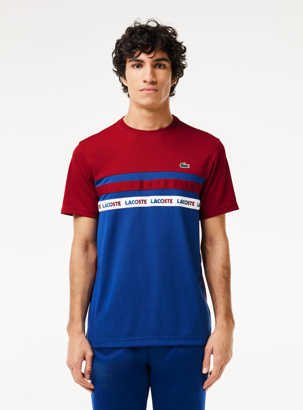 Lacoste Short Set -  Men's Ultra-Dry Logo Stripe Piqué Tennis - Navy Blue\Bordeaux IS4 - TH7515