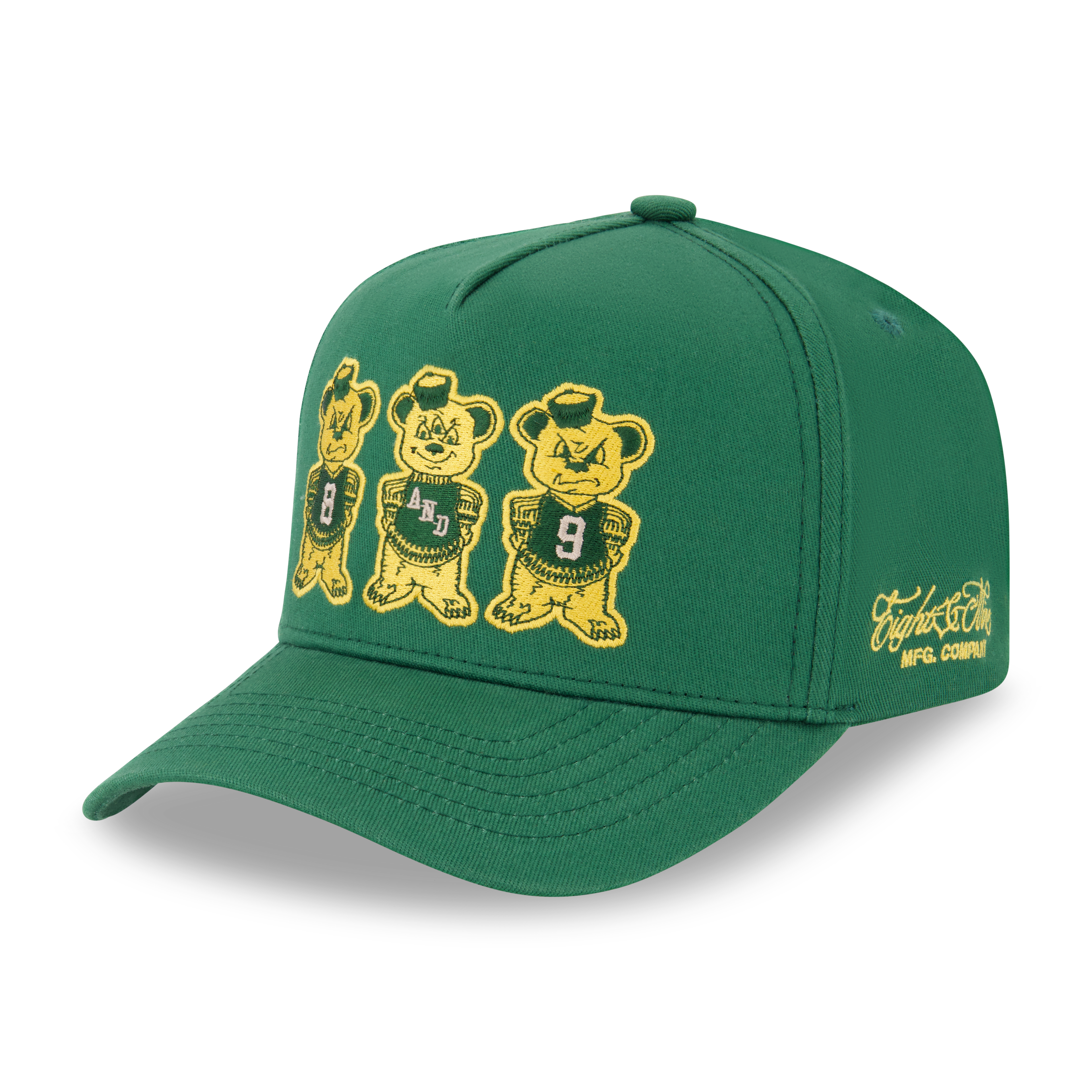 8&9 Hat - 3 Bears Green Snapback