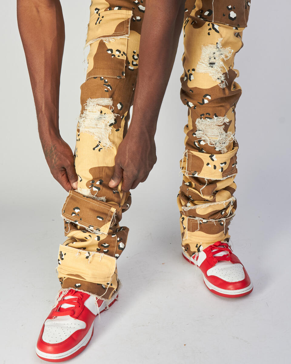 Politics Jeans - Super Stacked Cargo - Chocolate Chip Camo - Marcel517