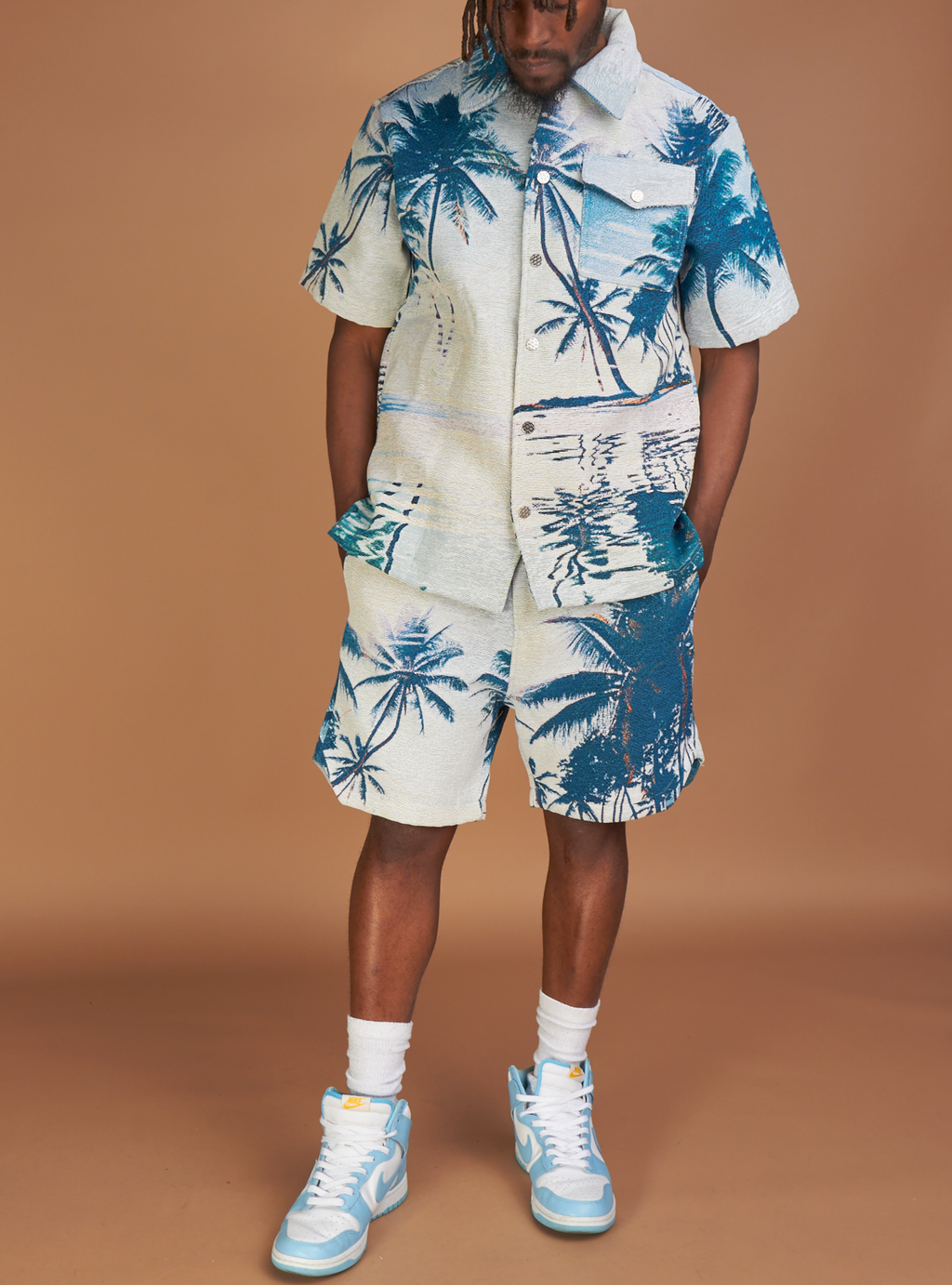 Majestik Shorts - Lost Paradise Tapestry Jacquard - Light Blue  - TS2495