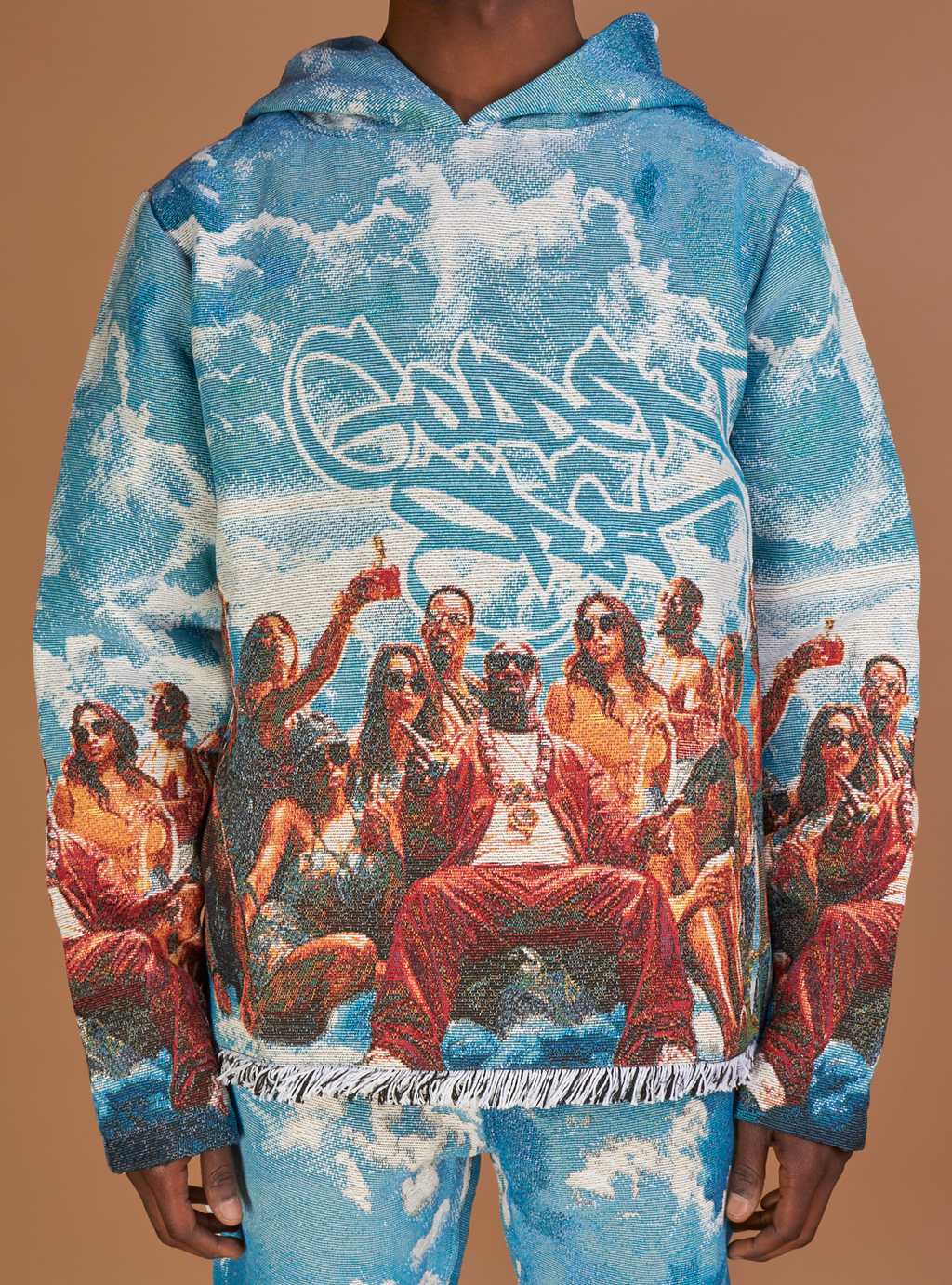 Majestik Hoodie - Golden Era Tapestry Jacquard - Light Blue  - TH2452