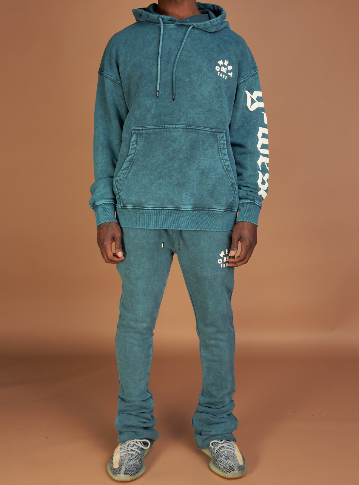 G West Jogger Set - Letter Graphic - Green - GWAPHD2029