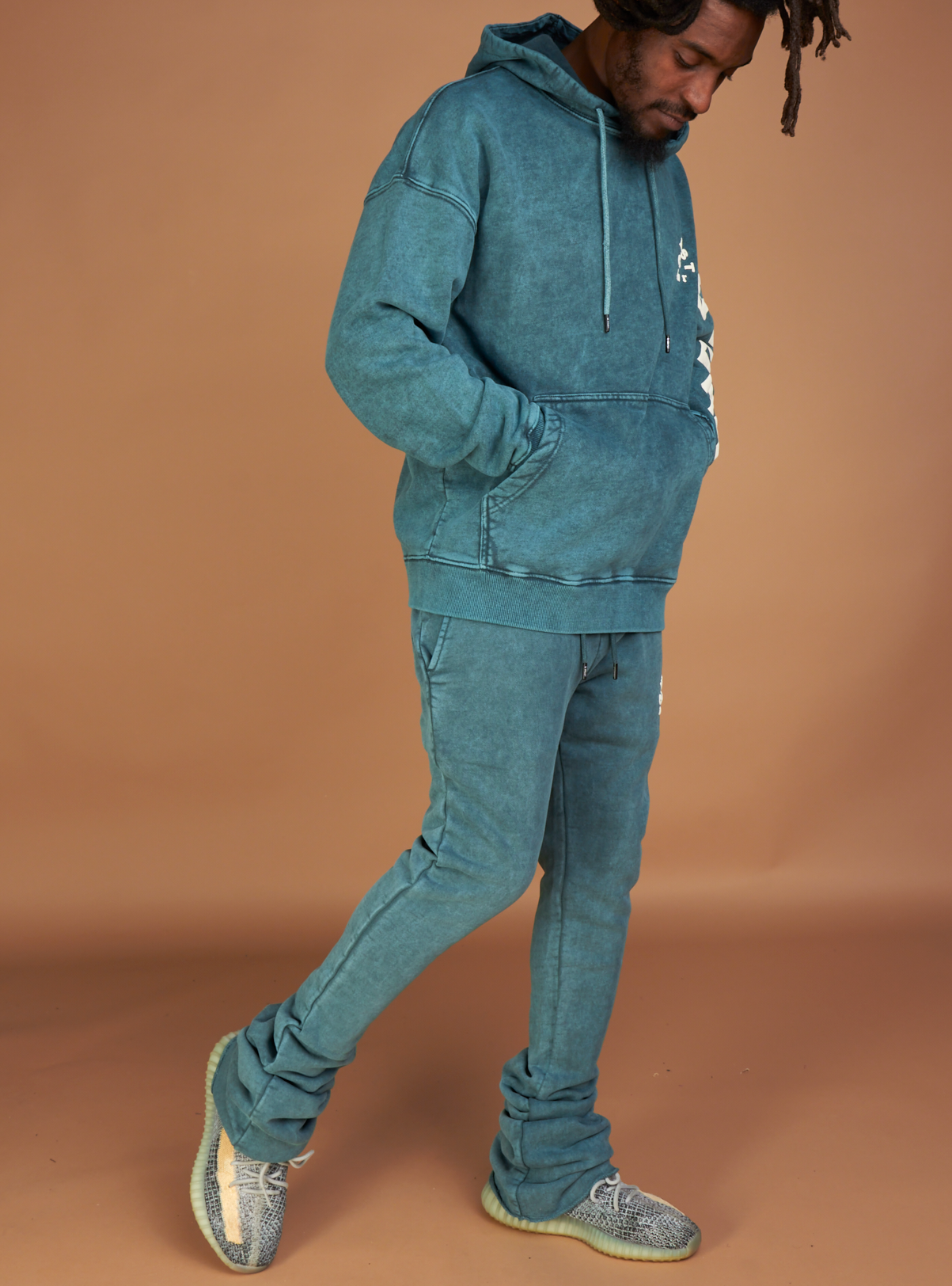 G West Jogger Set - Letter Graphic - Green - GWAPHD2029