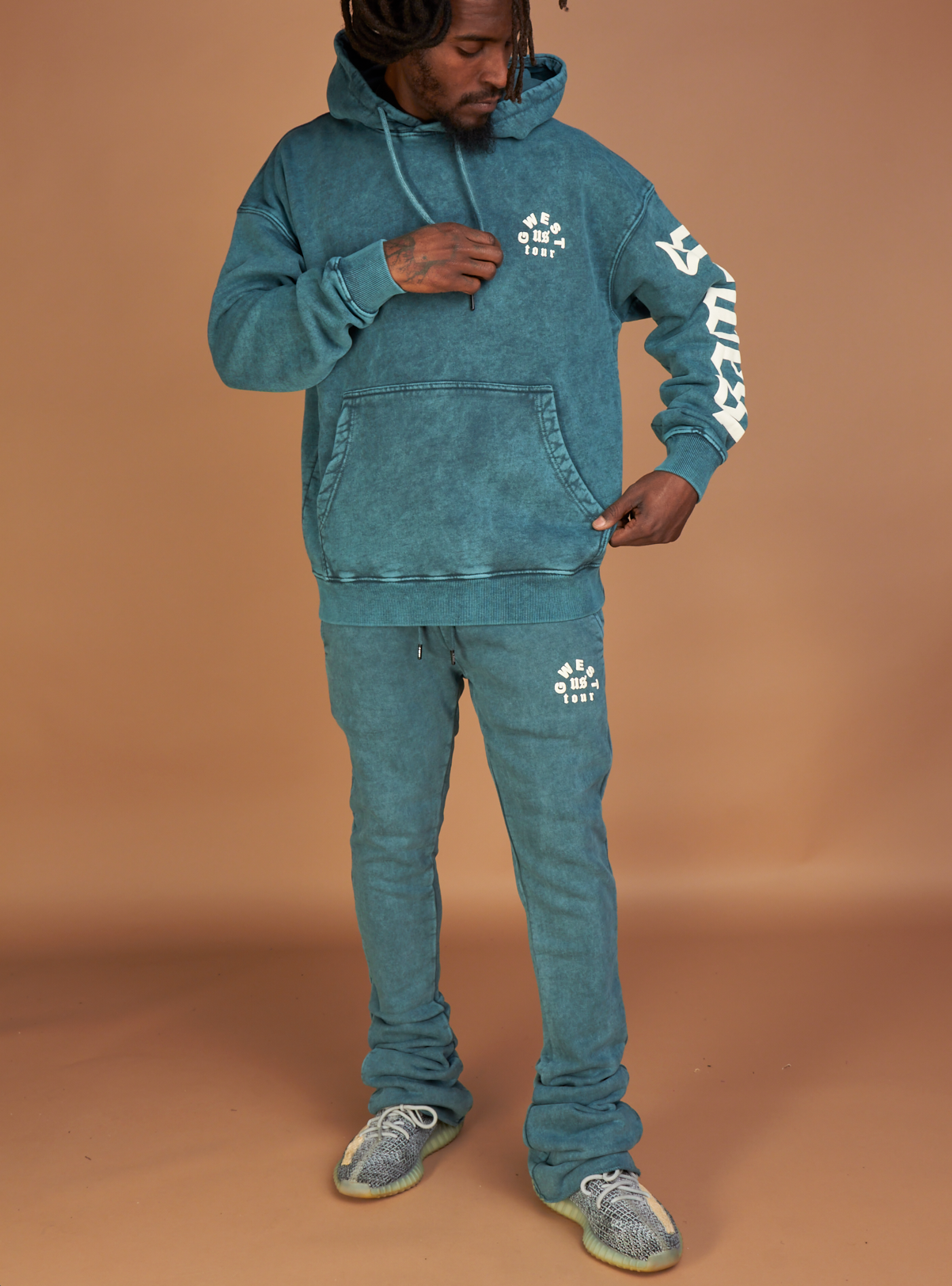 G West Jogger Set - Letter Graphic - Green - GWAPHD2029