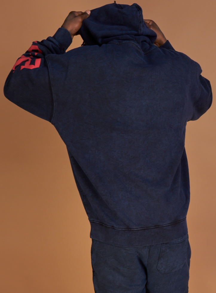 G West Hoodie - Letter Graphic  - Navy  - GWAPHD2029