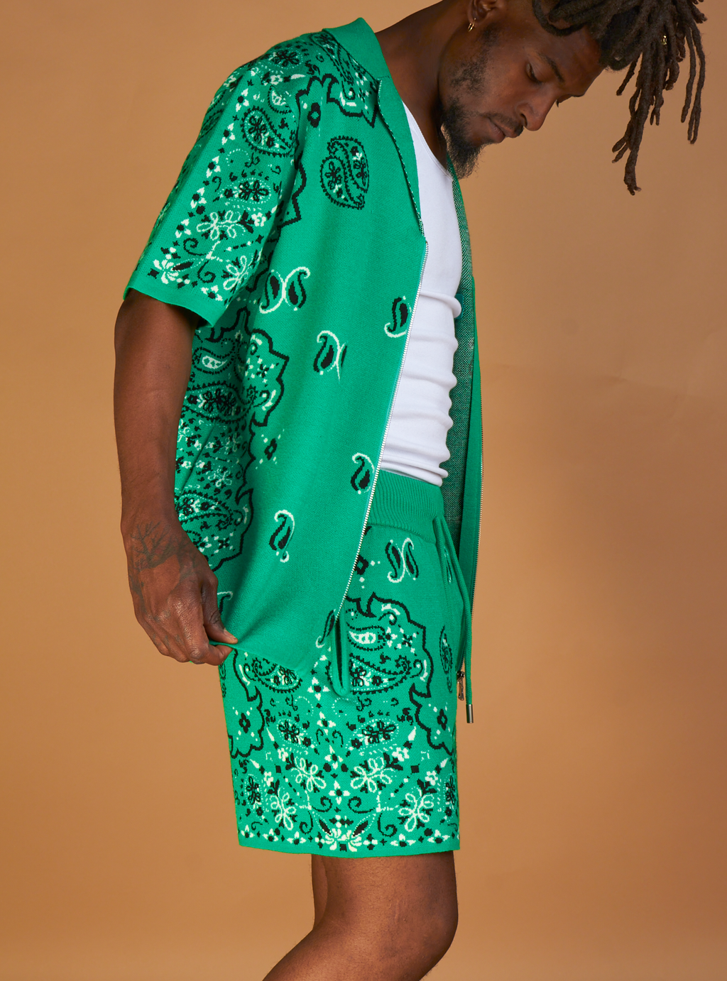 Politics Short Set - Paisley - Green - 644