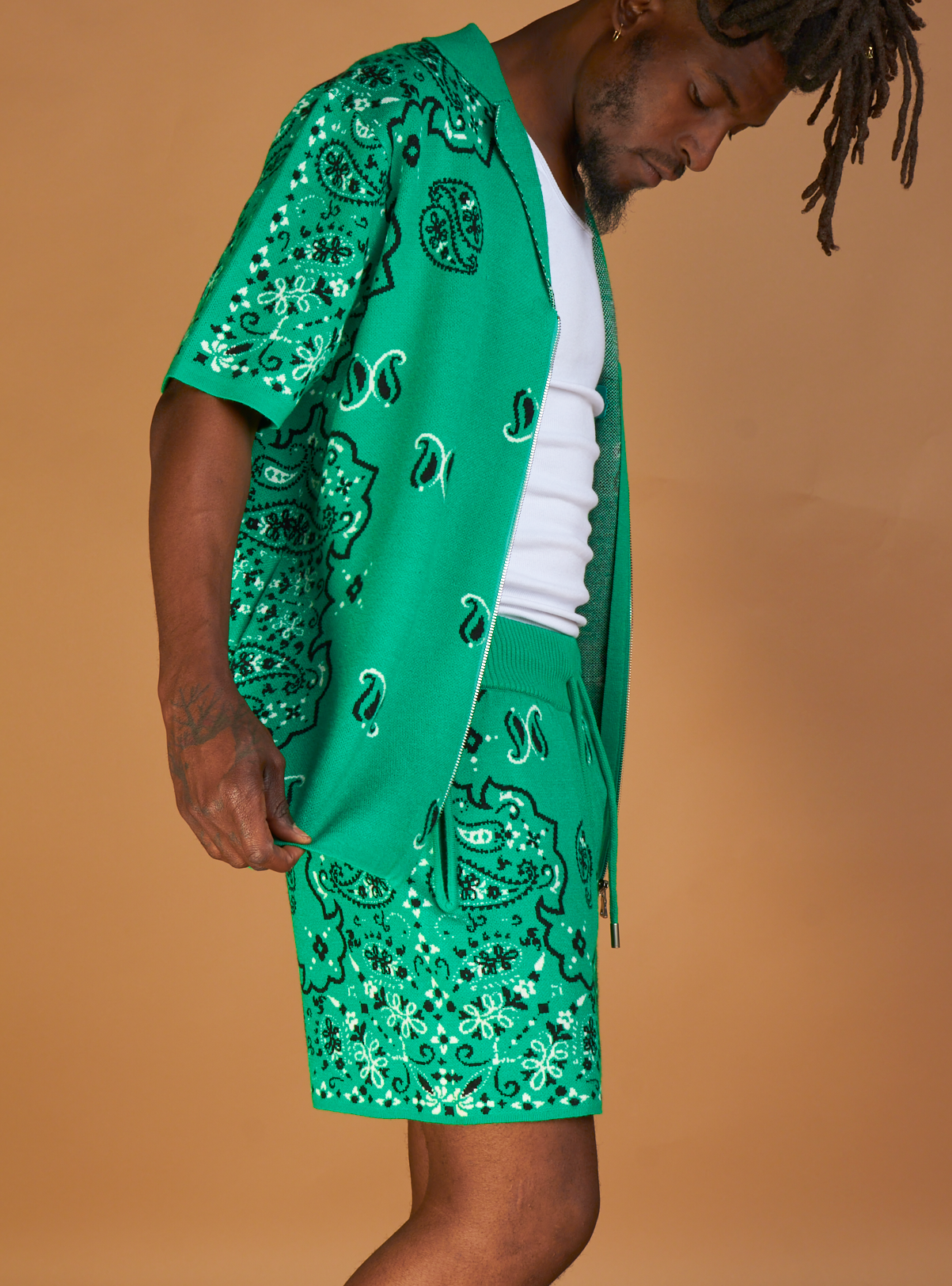 Politics Short Set - Paisley - Green - 644