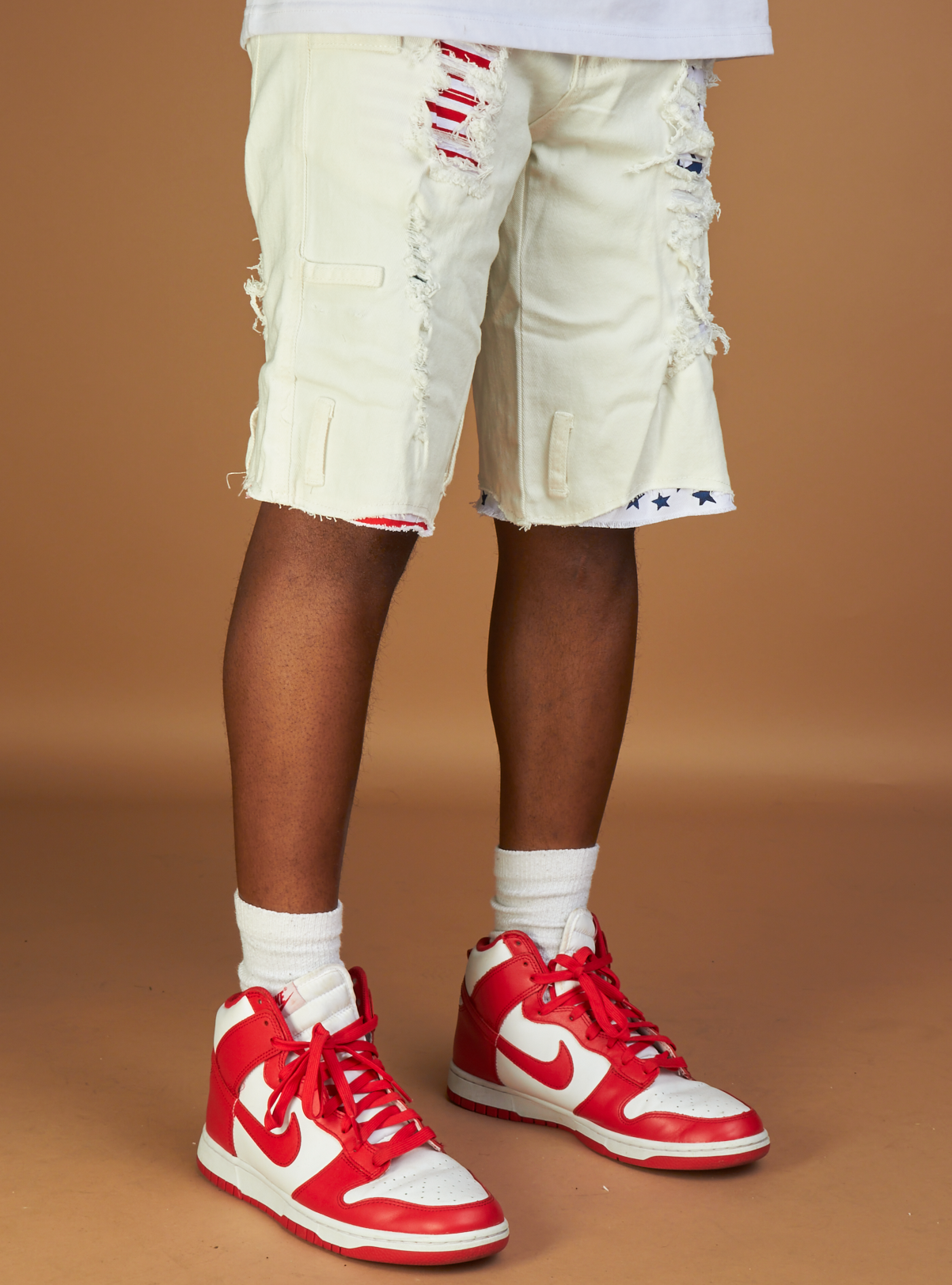 LNL Shorts - Stars and Stripes - White  - LLDS421104