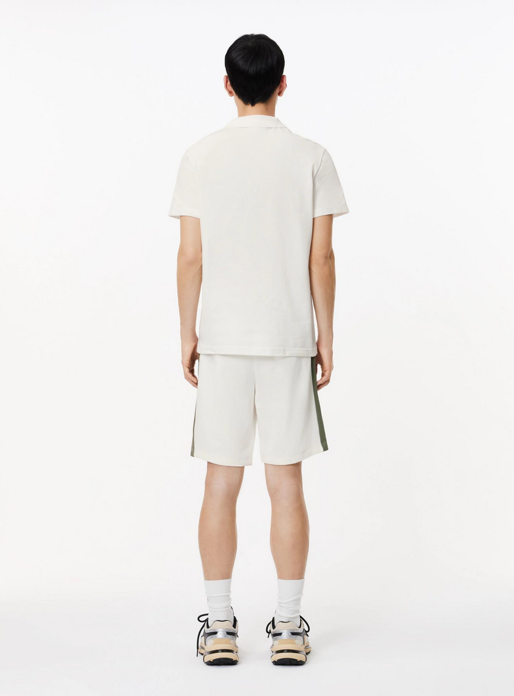 Lacoste Short Set - Men's Regular Fit Printed Colorblock - White\Khaki Green IMI - TH1712