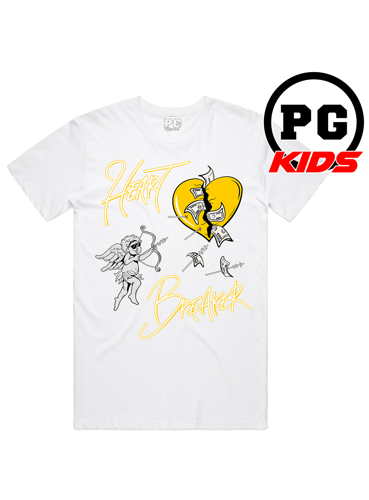 Pg Apparel T-Shirt BOYS - Heart Breaker - White\Yellow - HB800