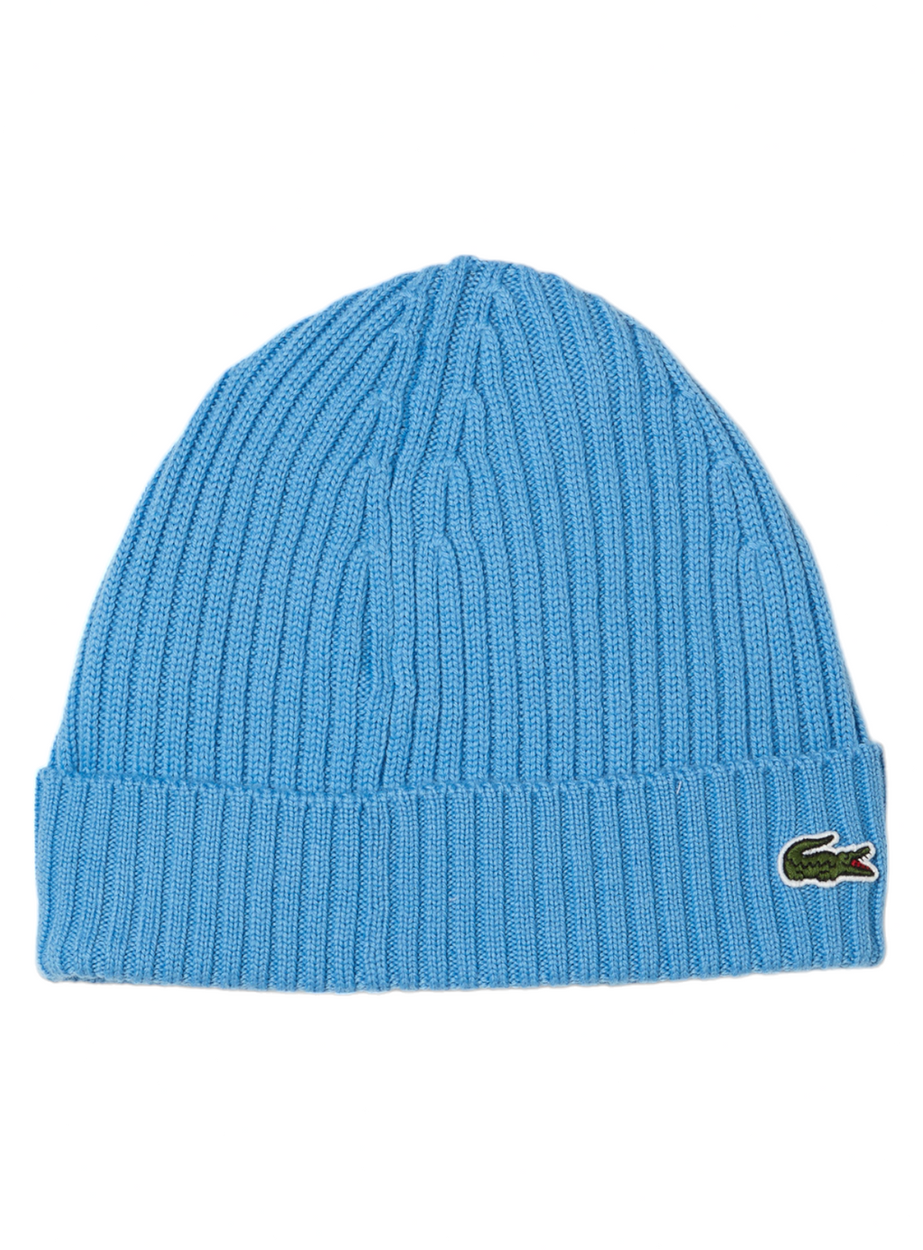 Lacoste Hat - Unisex Ribbed Wool Beanie - Blue 4XA - RB0001