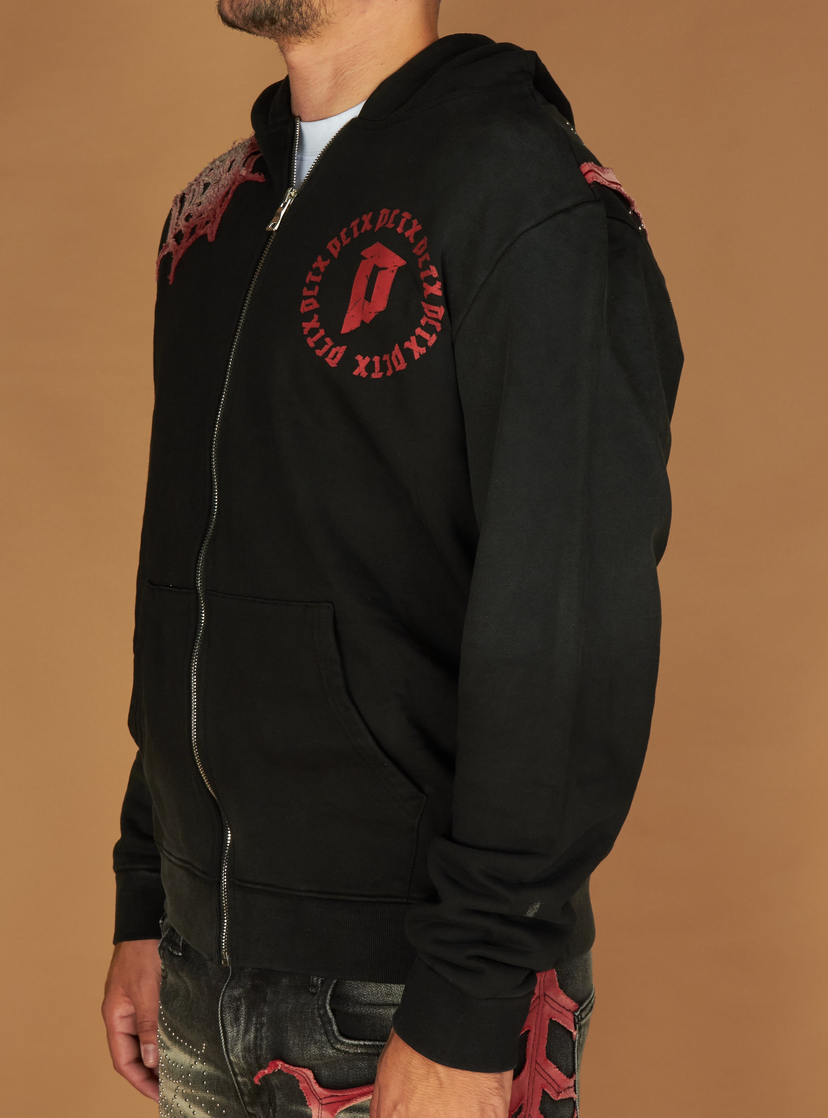 Politics Hoodie - Web - Black and Red  - 301