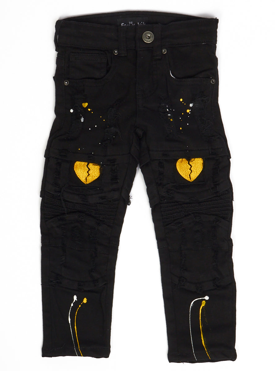 Focus Kids Jeans - Yellow Heartbreaker - Jet Black - 3201