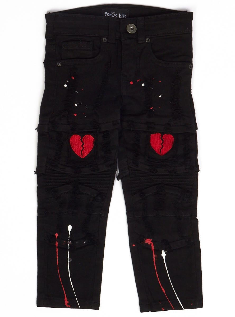 Focus Kids Jeans - Red Heartbreaker - Black - 3201