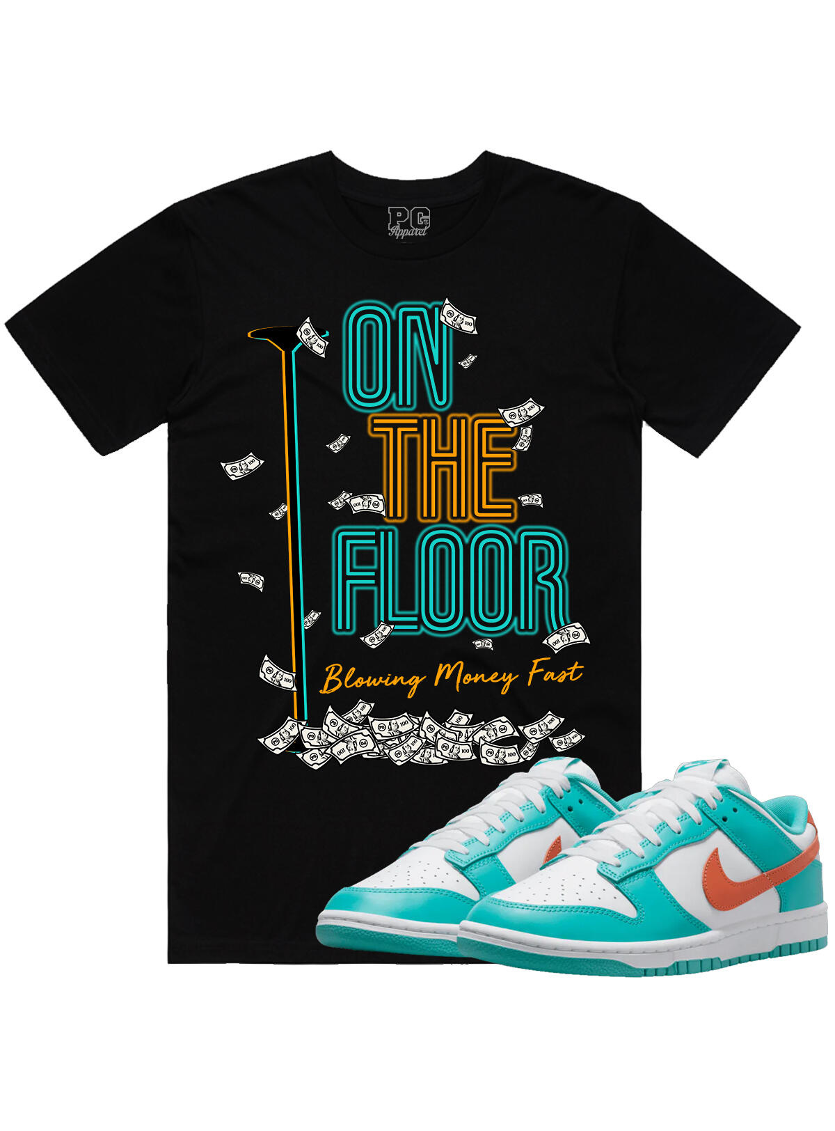 Pg Apparel T-Shirt - On The Floor - Black\Dolphins - OTF100
