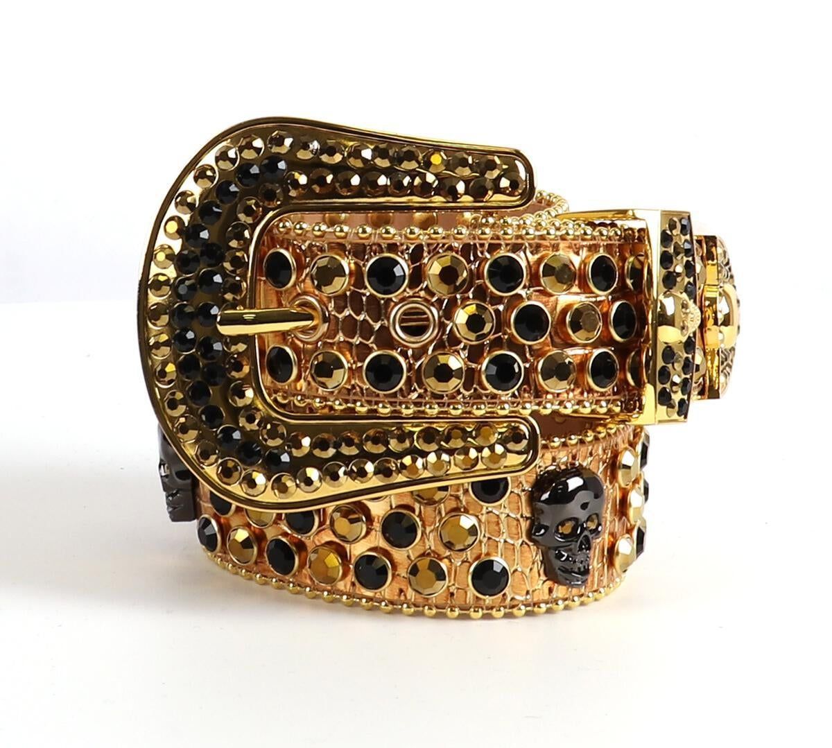 Majestik Belt - Skulls - Gold And Black - BT2032