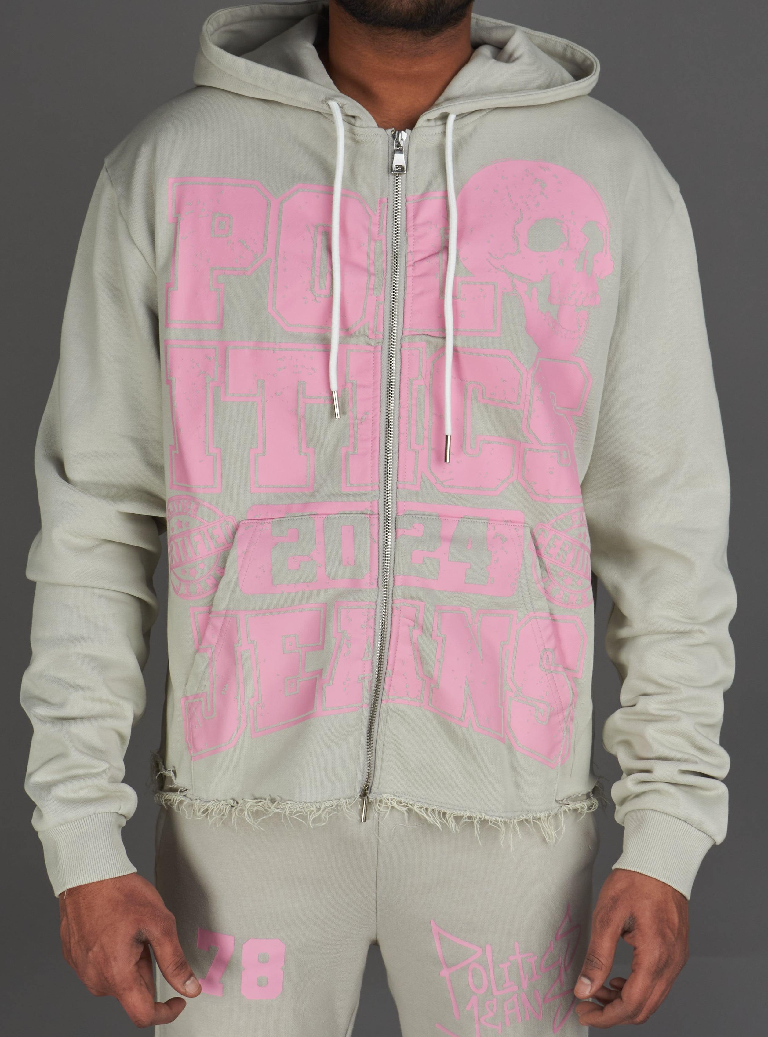 Politics Hoodie - Ruth - Grey Wash - 021