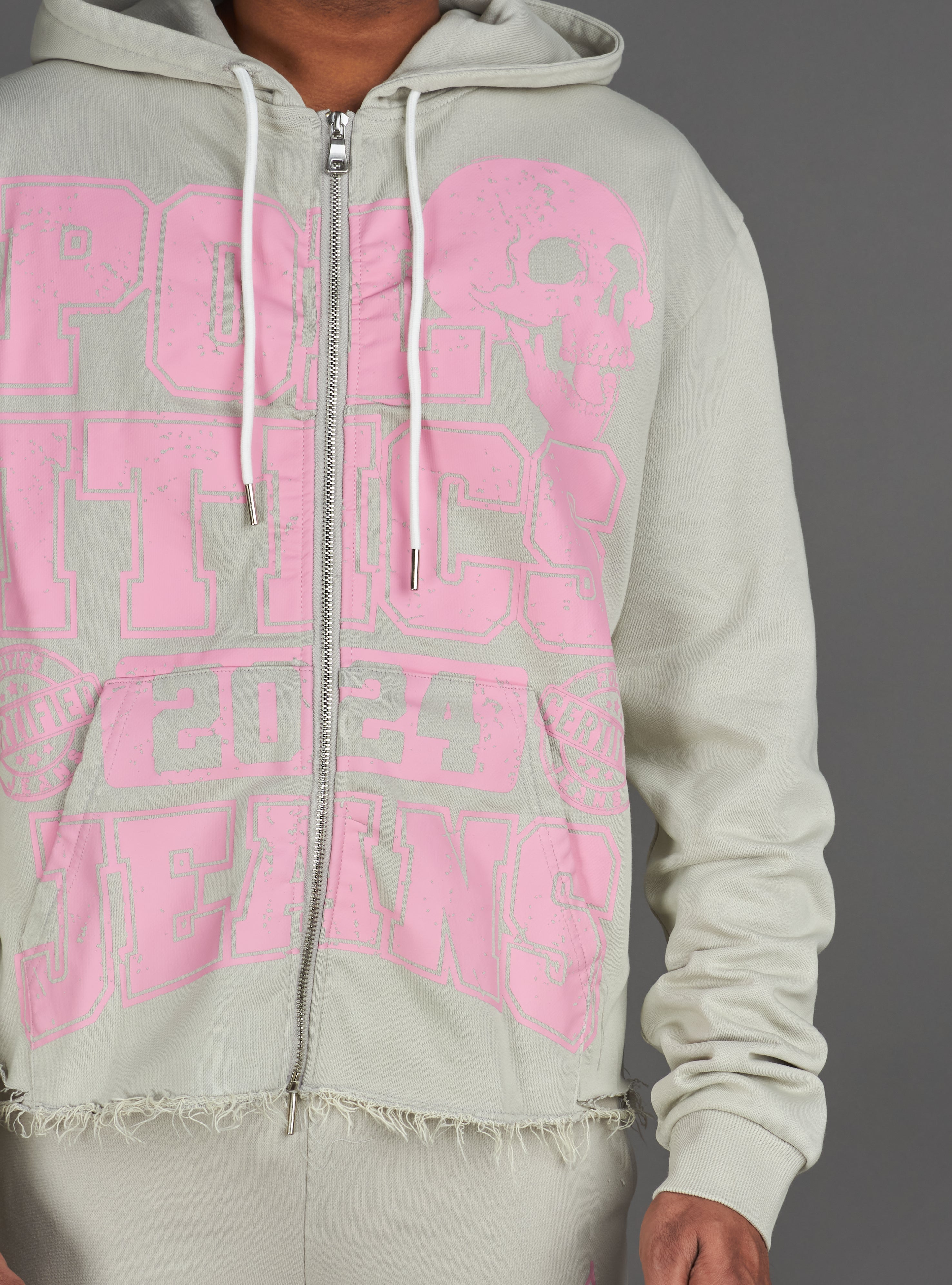 Politics Hoodie - Ruth - Grey Wash - 021