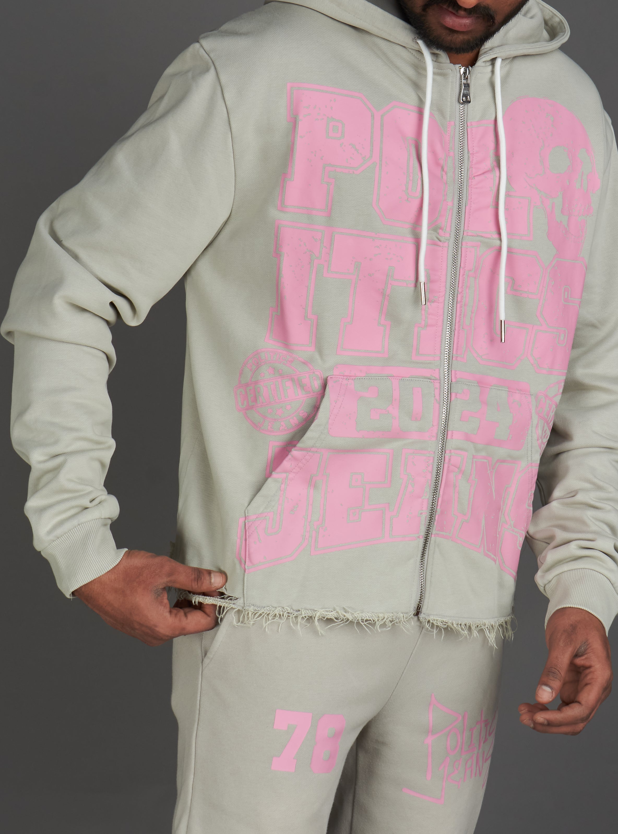 Politics Hoodie - Ruth - Grey Wash - 021