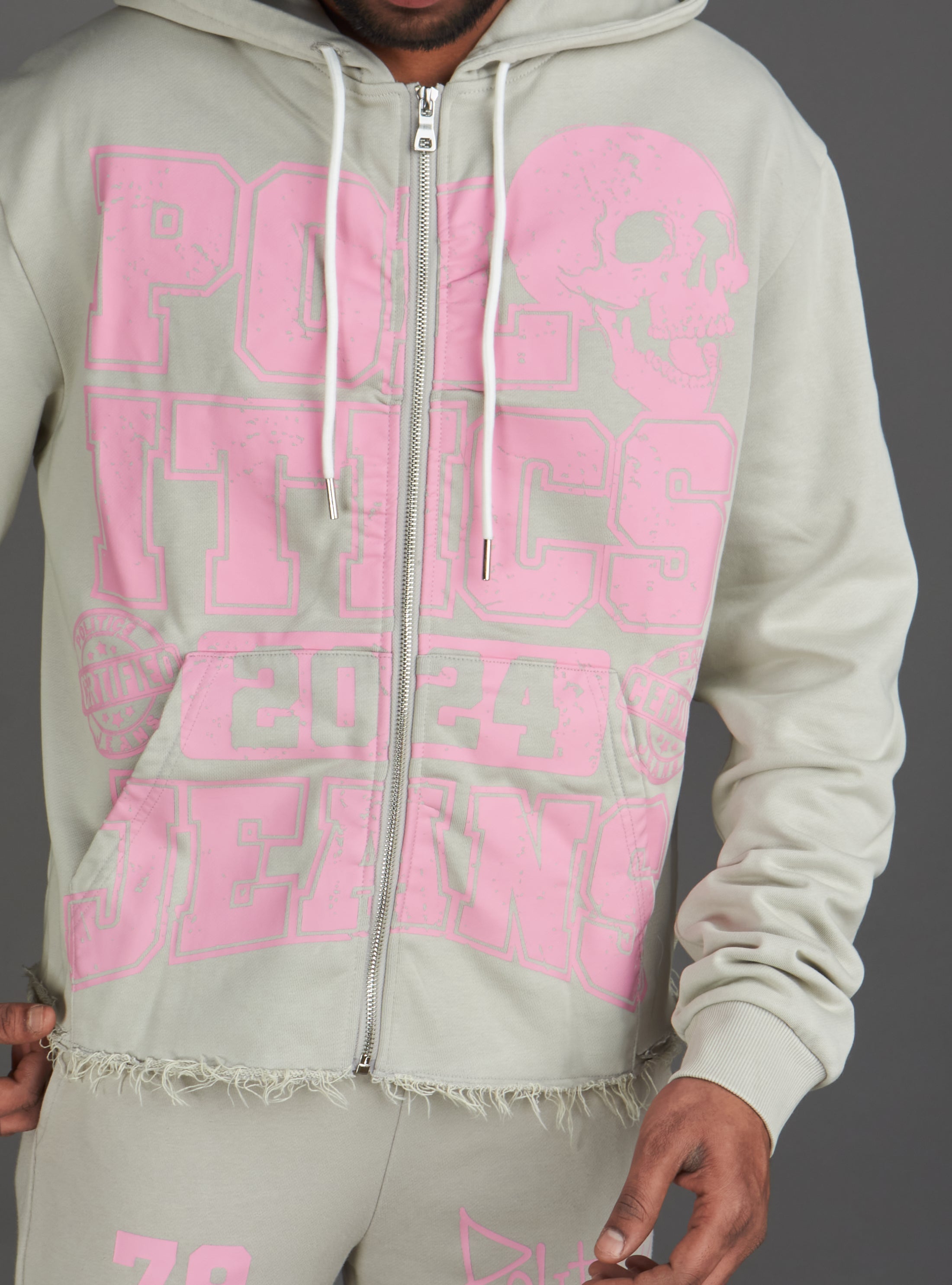 Politics Hoodie - Ruth - Grey Wash - 021