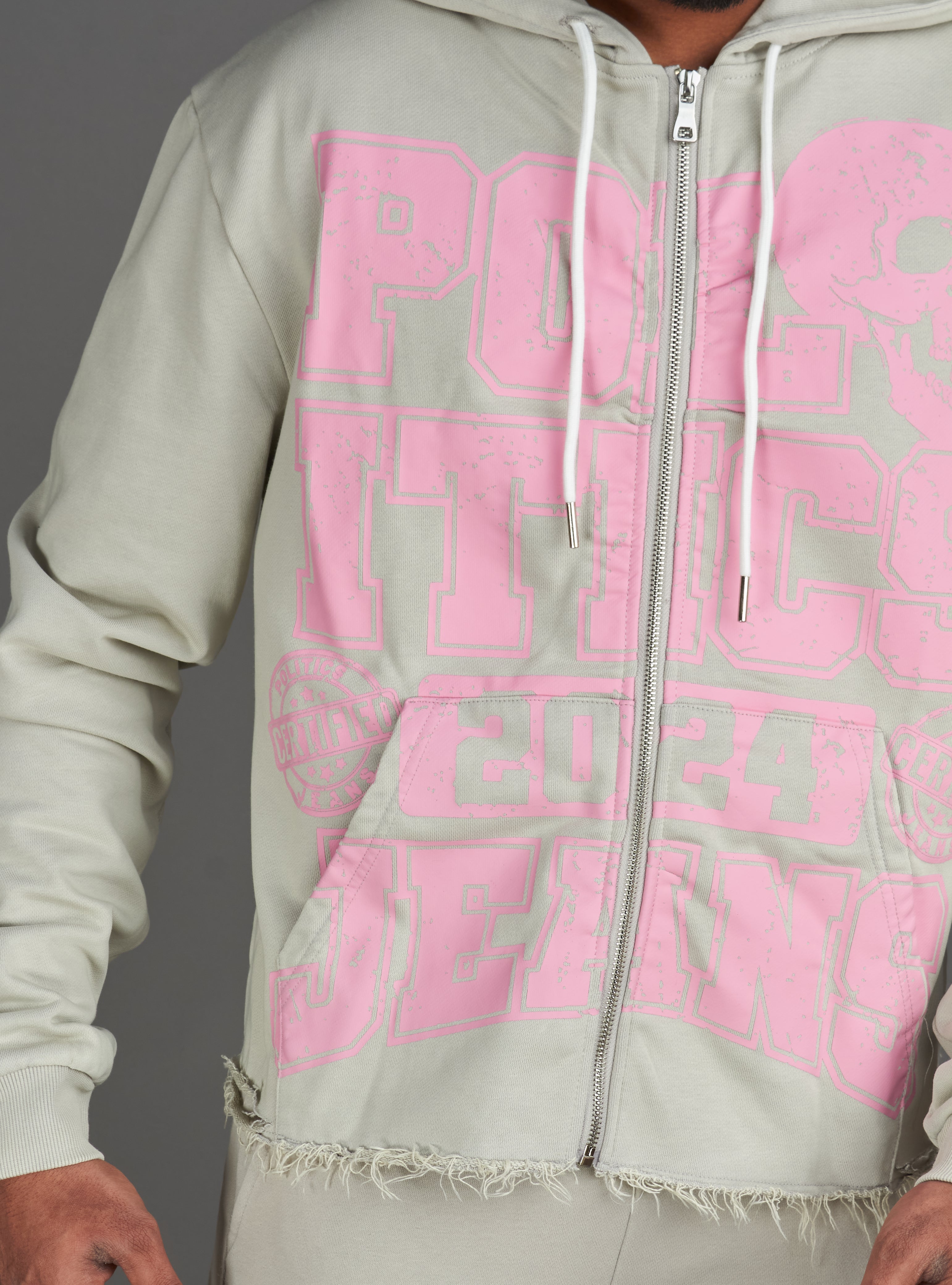 Politics Hoodie - Ruth - Grey Wash - 021