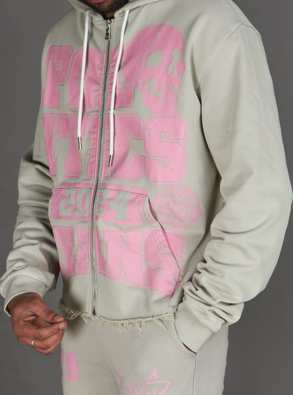 Politics Hoodie - Ruth - Grey Wash - 021