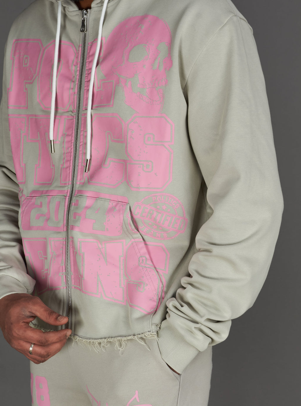 Politics Hoodie - Ruth - Grey Wash - 021