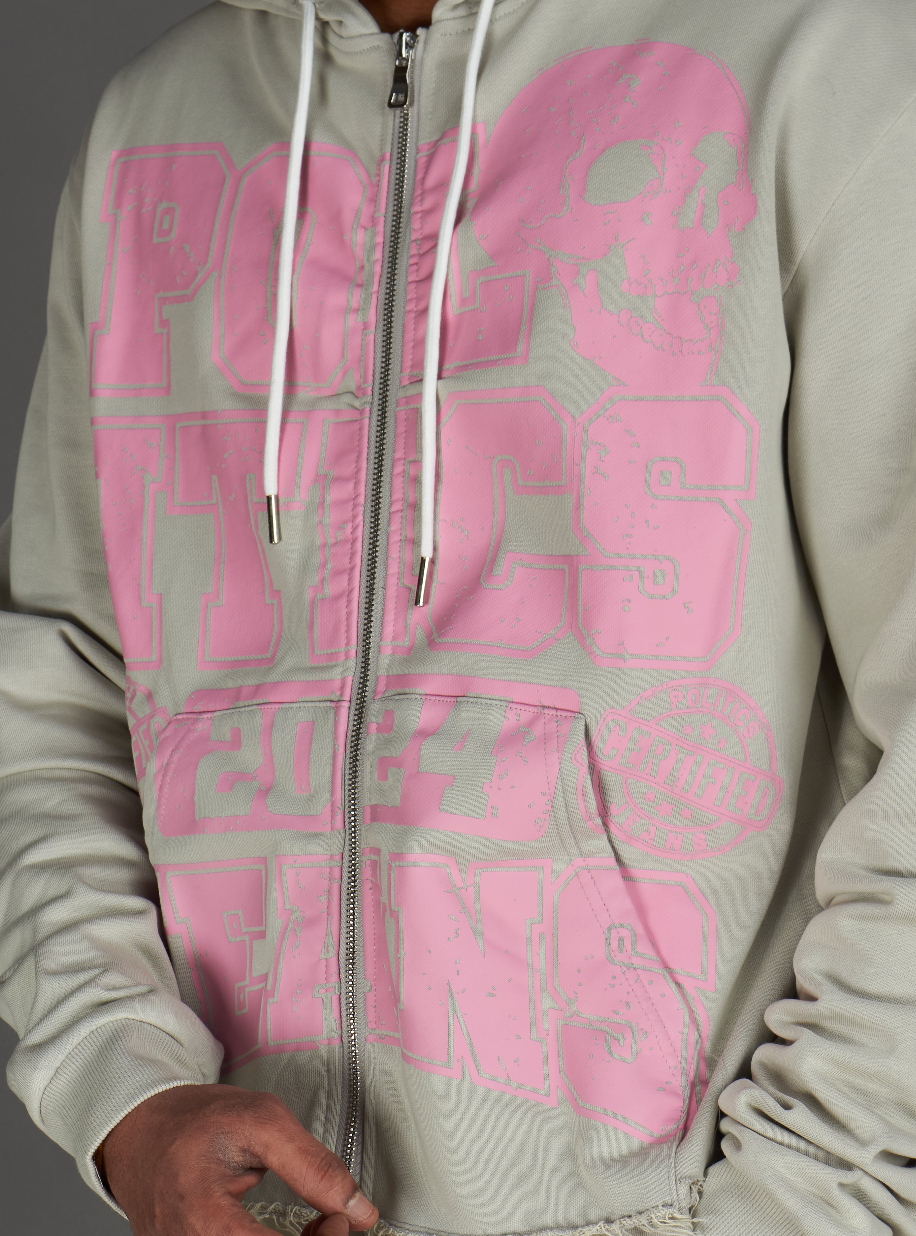 Politics Hoodie - Ruth - Grey Wash - 021